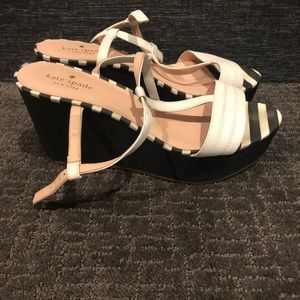 Black and White Kate Spade Sandal Wedges